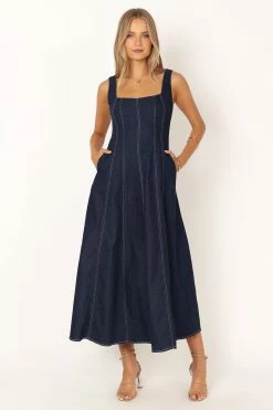 Callum Midi Dress - Dark Denim -Dress Shop petal and pup usa dresses callum midi dress dark denim 33944041619633