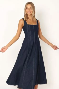 Callum Midi Dress - Dark Denim -Dress Shop petal and pup usa dresses callum midi dress dark denim 33944041652401