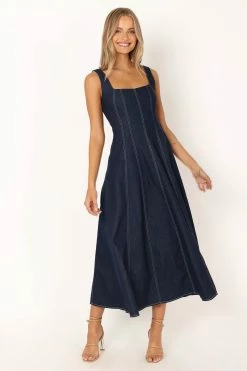 Callum Midi Dress - Dark Denim -Dress Shop petal and pup usa dresses callum midi dress dark denim 33944041816241