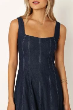 Callum Midi Dress - Dark Denim -Dress Shop petal and pup usa dresses callum midi dress dark denim 33944041849009