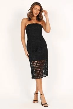 Candice Strapless Lace Midi Dress - Black -Dress Shop petal and pup usa dresses candice strapless lace midi dress black 33608121352369
