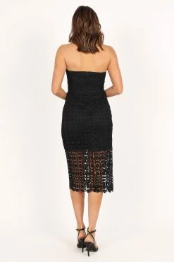 Candice Strapless Lace Midi Dress - Black -Dress Shop petal and pup usa dresses candice strapless lace midi dress black 33608121417905