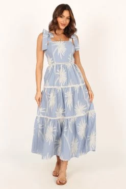 Cara Shoulder Tie Maxi Dress - Blue -Dress Shop petal and pup usa dresses cara shoulder tie maxi dress blue 33779279724721