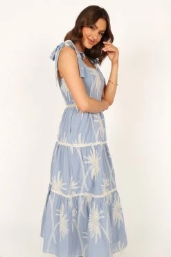 Cara Shoulder Tie Maxi Dress - Blue -Dress Shop petal and pup usa dresses cara shoulder tie maxi dress blue 33779279757489