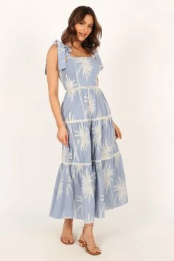Cara Shoulder Tie Maxi Dress - Blue -Dress Shop petal and pup usa dresses cara shoulder tie maxi dress blue 33779279790257