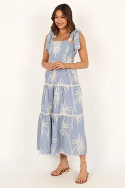 Cara Shoulder Tie Maxi Dress - Blue -Dress Shop petal and pup usa dresses cara shoulder tie maxi dress blue 33779279954097