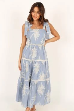 Cara Shoulder Tie Maxi Dress - Blue -Dress Shop petal and pup usa dresses cara shoulder tie maxi dress blue 33779280019633