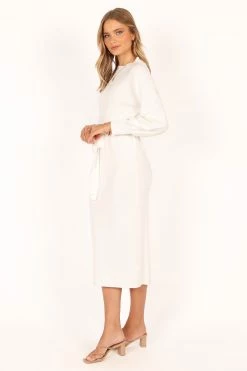 Carina Long Sleeve Midi Knit Dress - Cream -Dress Shop petal and pup usa dresses carina long sleeve midi knit dress cream 33928688599217