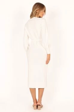 Carina Long Sleeve Midi Knit Dress - Cream -Dress Shop petal and pup usa dresses carina long sleeve midi knit dress cream 33928688631985