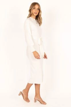 Carina Long Sleeve Midi Knit Dress - Cream -Dress Shop petal and pup usa dresses carina long sleeve midi knit dress cream 33928688664753
