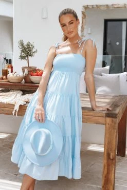 Carrol Shirred Bodice Maxi Dress - Blue -Dress Shop petal and pup usa dresses carrol shirred bodice maxi dress blue 33543062913201