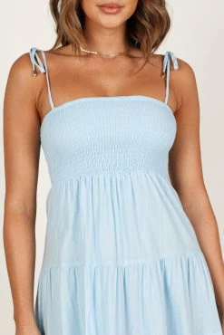 Carrol Shirred Bodice Maxi Dress - Blue -Dress Shop petal and pup usa dresses carrol shirred bodice maxi dress blue 33543062978737