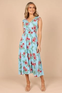 Cassatt Frill Cap Sleeve Midi Dress - Blue Floral 10 Cassatt Frill Cap Sleeve Midi Dress - Blue Floral -Dress Shop petal and pup usa dresses cassatt frill cap sleeve maxi dress blue floral 32265133850801