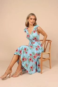 Cassatt Frill Cap Sleeve Midi Dress - Blue Floral 11 Cassatt Frill Cap Sleeve Midi Dress - Blue Floral -Dress Shop petal and pup usa dresses cassatt frill cap sleeve maxi dress blue floral 32265133883569