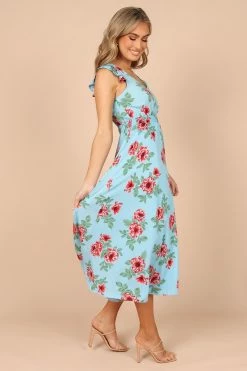 Cassatt Frill Cap Sleeve Midi Dress - Blue Floral 13 Cassatt Frill Cap Sleeve Midi Dress - Blue Floral -Dress Shop petal and pup usa dresses cassatt frill cap sleeve maxi dress blue floral 32265133949105