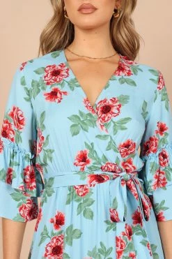 Cassatt Wrap Mini Dress - Blue Floral 12 Cassatt Wrap Mini Dress - Blue Floral -Dress Shop petal and pup usa dresses cassatt wrap mini dress blue floral 32265142862001