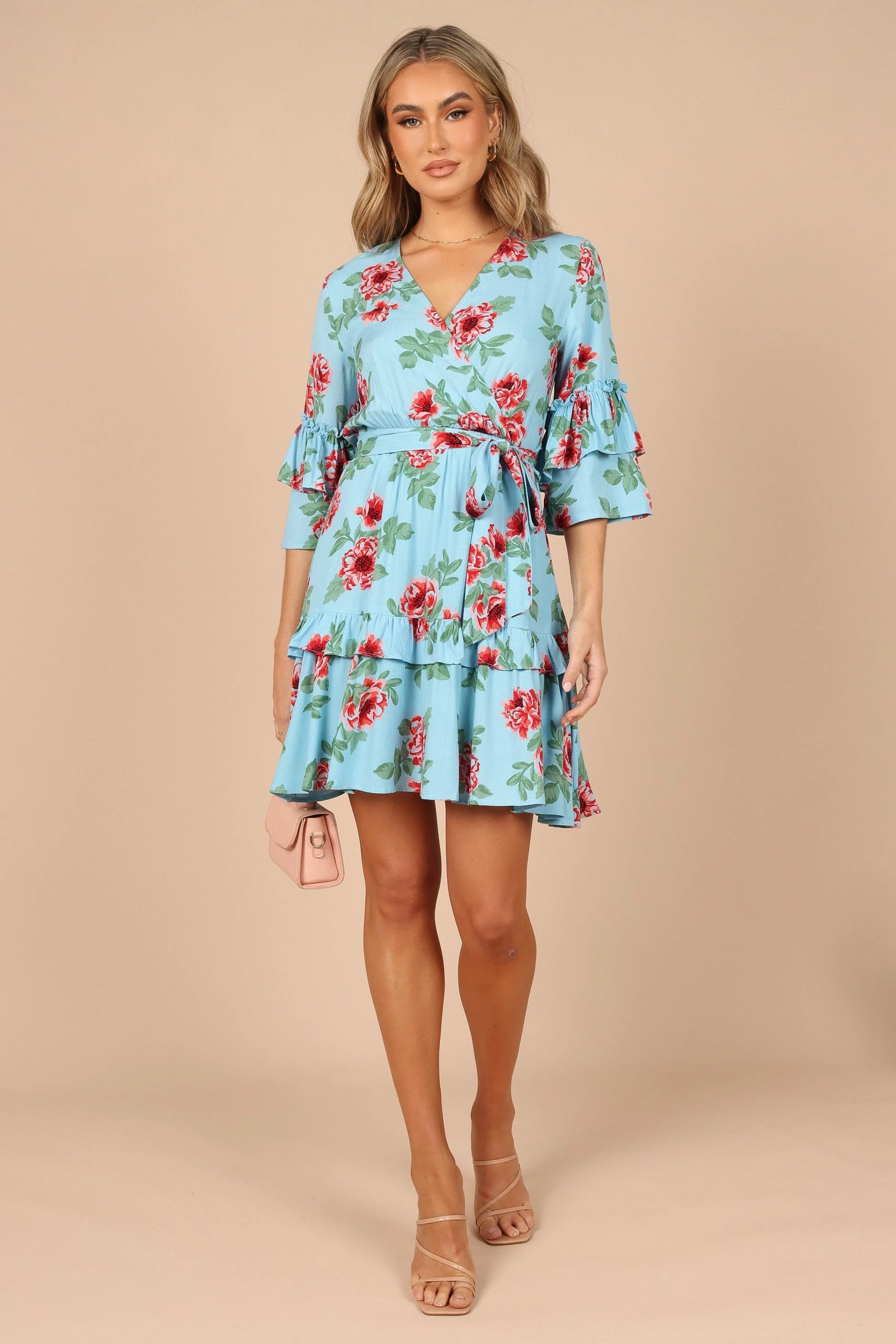 Cassatt Wrap Mini Dress - Blue Floral 6 Cassatt Wrap Mini Dress - Blue Floral - Image 6