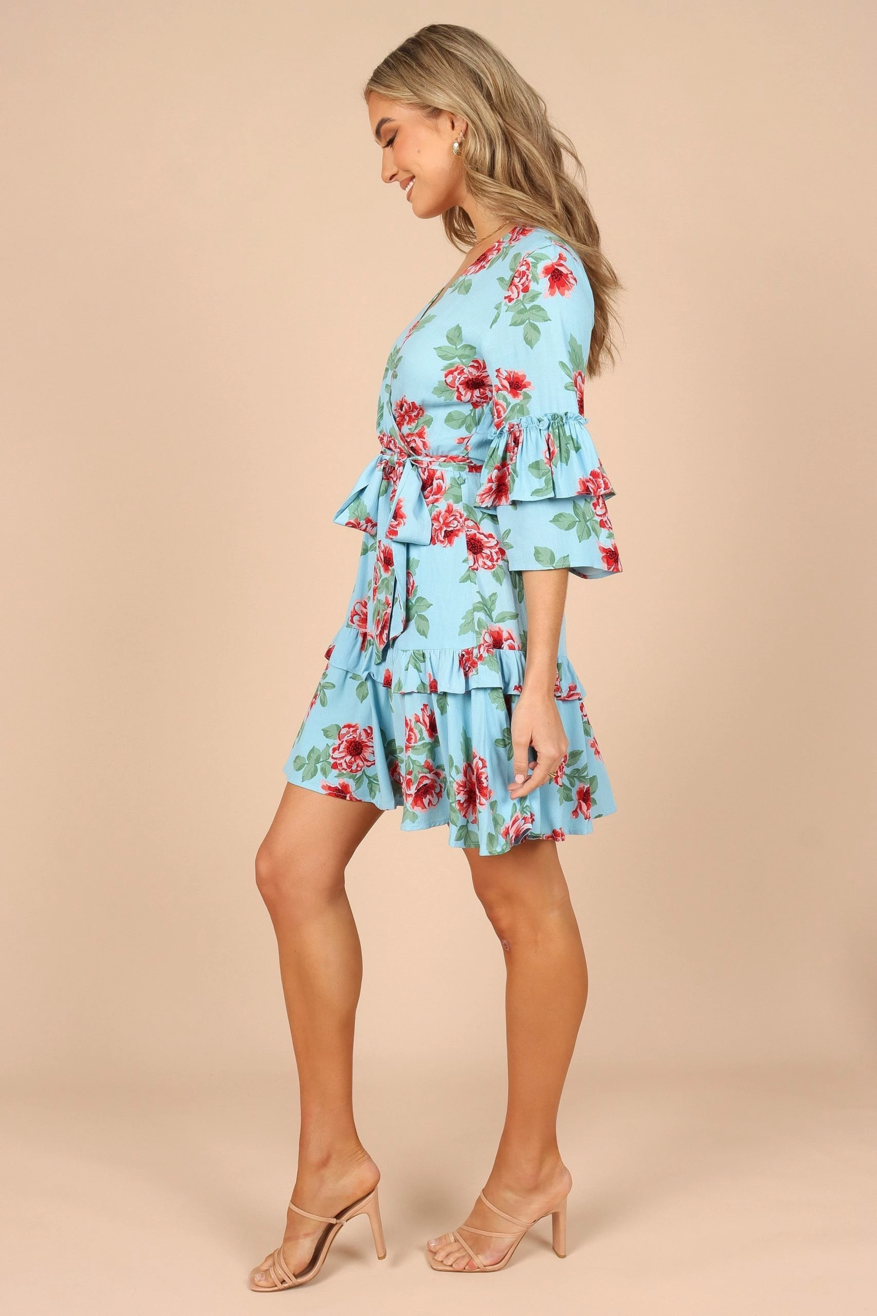 Cassatt Wrap Mini Dress - Blue Floral 7 Cassatt Wrap Mini Dress - Blue Floral - Image 7