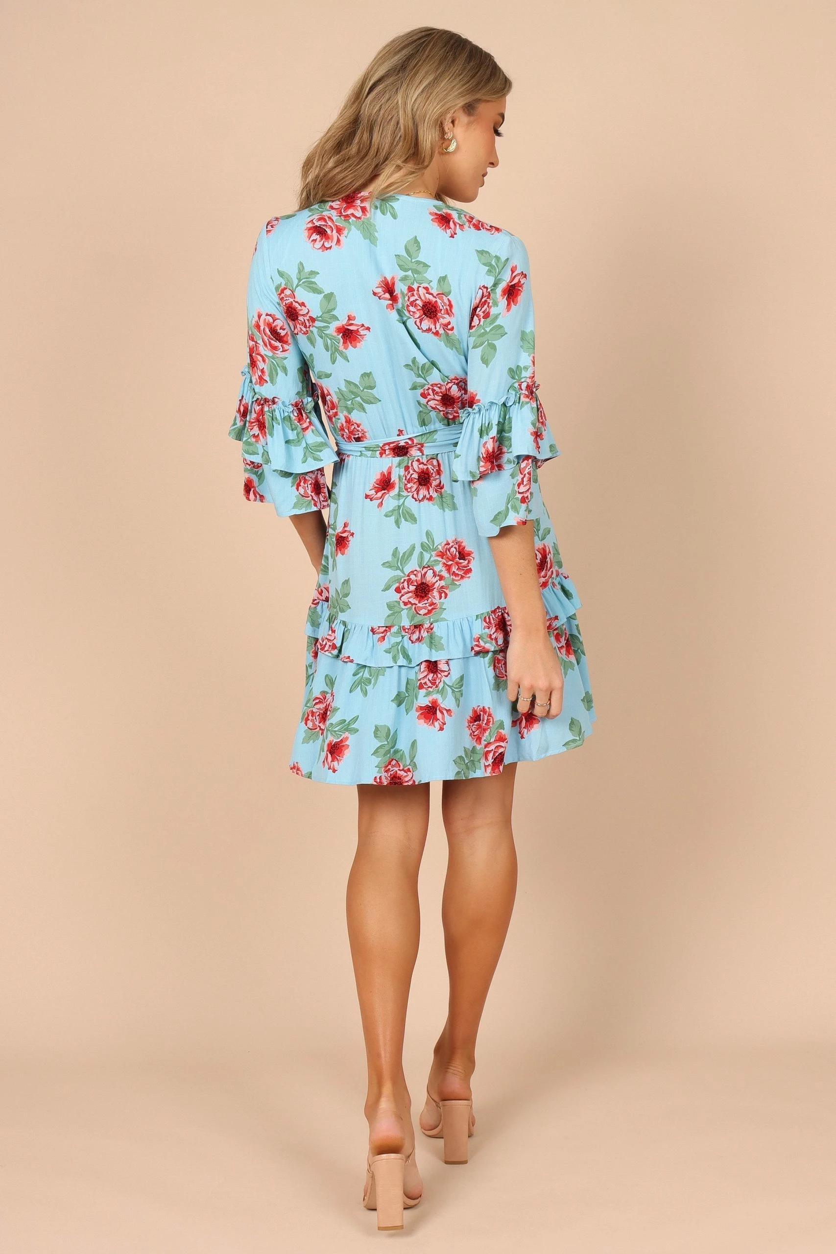 Cassatt Wrap Mini Dress - Blue Floral 9 Cassatt Wrap Mini Dress - Blue Floral - Image 9