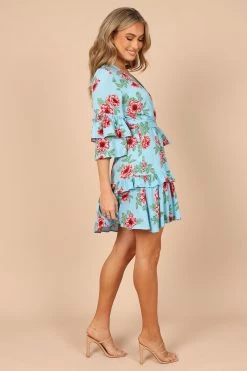 Cassatt Wrap Mini Dress - Blue Floral 16 Cassatt Wrap Mini Dress - Blue Floral -Dress Shop petal and pup usa dresses cassatt wrap mini dress blue floral 32265143025841