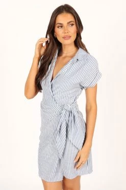 Chourt Wrap Mini Dress - Navy White -Dress Shop petal and pup usa dresses chourt wrap midi dress navy white 33722392477873