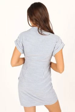 Chourt Wrap Mini Dress - Navy White -Dress Shop petal and pup usa dresses chourt wrap midi dress navy white 33722392543409