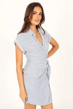 Chourt Wrap Mini Dress - Navy White -Dress Shop petal and pup usa dresses chourt wrap midi dress navy white 33722392576177