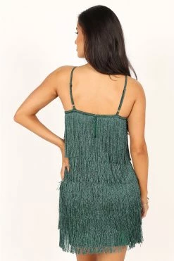 Chrissy Halterneck Mini Dress - Dark Green -Dress Shop petal and pup usa dresses chrissy halterneck mini dress dark green 33836348178609