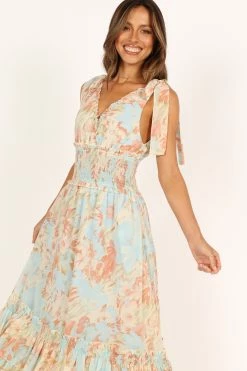 Christabel Tiered Maxi Dress - Blue Floral -Dress Shop petal and pup usa dresses christabel tiered maxi dress blue floral 33537196032177