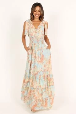 Christabel Tiered Maxi Dress - Blue Floral -Dress Shop petal and pup usa dresses christabel tiered maxi dress blue floral 33537196196017