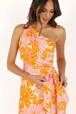 Clara One Shoulder Midi Dress - Orange -Dress Shop petal and pup usa dresses clara one shoulder midi dress orange 33712857350321