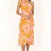 Clara One Shoulder Midi Dress - Orange