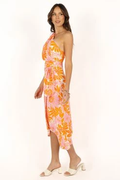Clara One Shoulder Midi Dress - Orange -Dress Shop petal and pup usa dresses clara one shoulder midi dress orange 33712857448625
