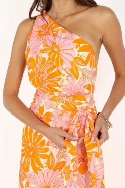 Clara One Shoulder Midi Dress - Orange -Dress Shop petal and pup usa dresses clara one shoulder midi dress orange 33712857579697