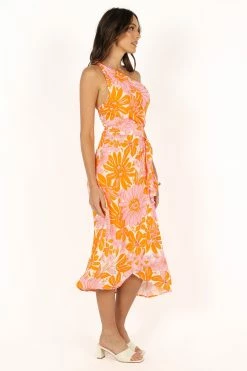 Clara One Shoulder Midi Dress - Orange -Dress Shop petal and pup usa dresses clara one shoulder midi dress orange 33712857612465