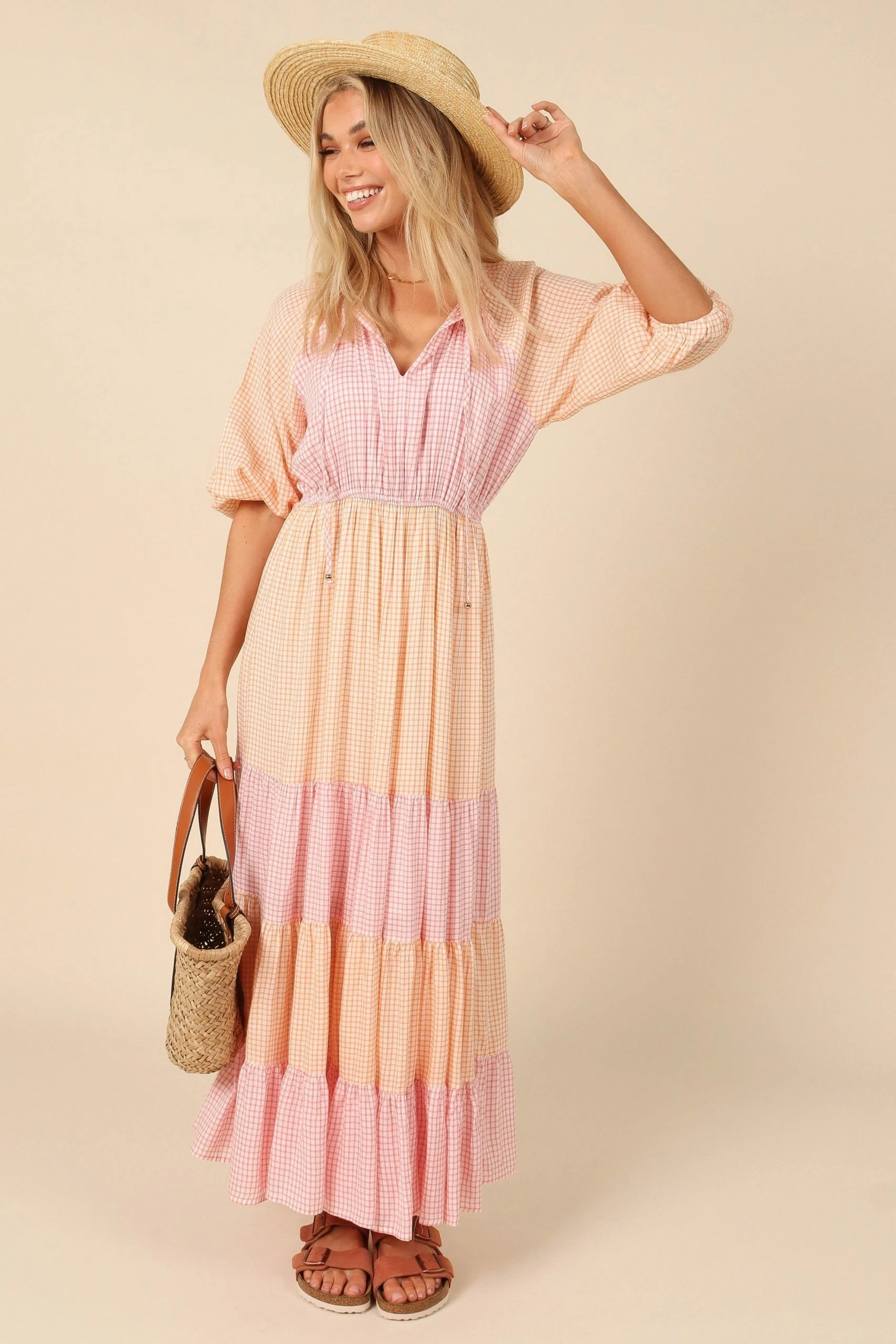 Clarita Tiered Maxi Dress - Gingham Splice 1 Clarita Tiered Maxi Dress - Gingham Splice