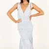 Claudia Ruffle Midi Dress - Blue