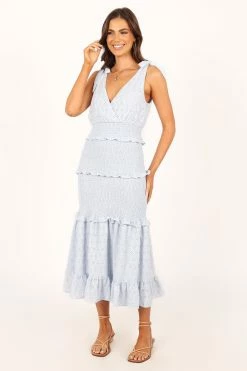 Claudia Ruffle Midi Dress - Blue -Dress Shop petal and pup usa dresses claudia ruffle maxi dress blue 33757580361905