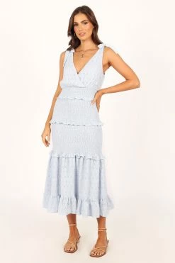 Claudia Ruffle Midi Dress - Blue -Dress Shop petal and pup usa dresses claudia ruffle maxi dress blue 33757580394673