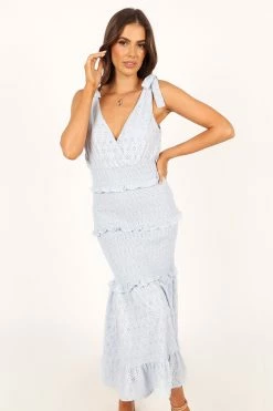 Claudia Ruffle Midi Dress - Blue -Dress Shop petal and pup usa dresses claudia ruffle maxi dress blue 33757580525745