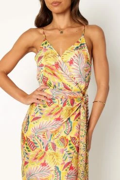 Clement Wrap Midi Dress - Tropical -Dress Shop petal and pup usa dresses clement wrap midi dress tropical 33994863411377