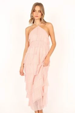 Colton Halterneck Maxi Dress - Pink -Dress Shop petal and pup usa dresses colton halterneck maxi dress pink 33829505401009