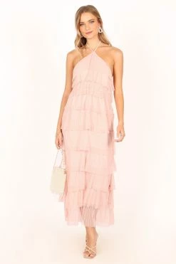 Colton Halterneck Maxi Dress - Pink -Dress Shop petal and pup usa dresses colton halterneck maxi dress pink 33829505499313