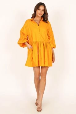 Daisy Long Sleeve Mini Dress - Mustard -Dress Shop petal and pup usa dresses daisy long sleeve mini dress mustard 33779265437873