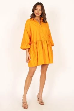 Daisy Long Sleeve Mini Dress - Mustard -Dress Shop petal and pup usa dresses daisy long sleeve mini dress mustard 33779265470641