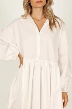 Daisy Long Sleeve Mini Dress - White -Dress Shop petal and pup usa dresses daisy long sleeve mini dress white 33690329317553