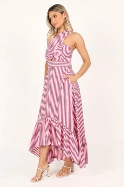 Danica One Shoulder Dress - Berry Stripe 18 Danica One Shoulder Dress - Berry Stripe -Dress Shop petal and pup usa dresses danica one shoulder dress berry stripe 33526116417713