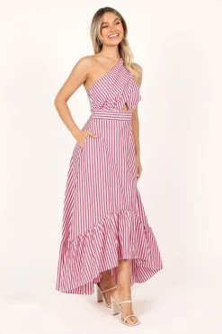 Danica One Shoulder Dress - Berry Stripe 22 Danica One Shoulder Dress - Berry Stripe -Dress Shop petal and pup usa dresses danica one shoulder dress berry stripe 33526116581553
