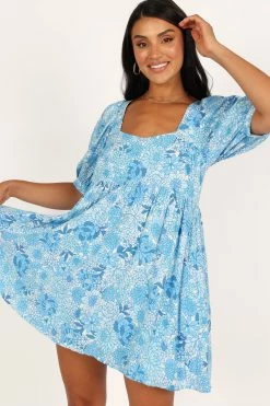 Delaney Mini Dress - Blue Floral