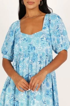 Delaney Mini Dress - Blue Floral -Dress Shop petal and pup usa dresses delaney mini dress blue floral 33481572909233